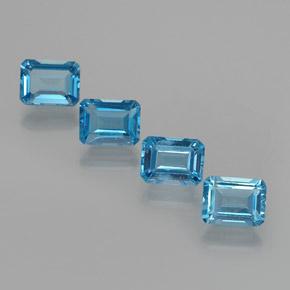 Pedras preciosas de topázio azul natural de 8,62 ct, corte esmeralda, VS