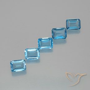 9.12ctw Natural Azul Suíço Topázio, Corte Esmeralda, VS