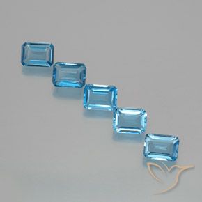 Pedras preciosas de Topázio Azul Suíço natural de 9.12 ct, Corte Octógono / Esmeralda, VS