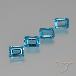 Pedras preciosas de topázio azul natural de 7,86 ct, corte esmeralda, VS