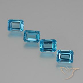 Pedras preciosas de topázio azul natural de 7,86 ct, corte esmeralda, VS