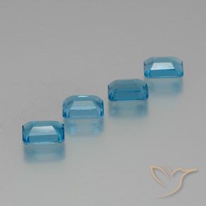 Pedras preciosas de topázio azul natural de 7,86 ct, corte esmeralda, VS