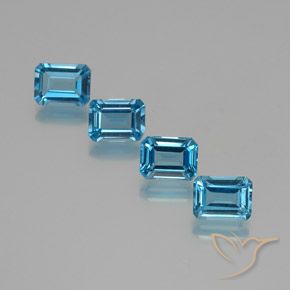 Pedras preciosas de Topázio Azul Suíço natural de 7.76 ct, Corte Octógono / Esmeralda, VS