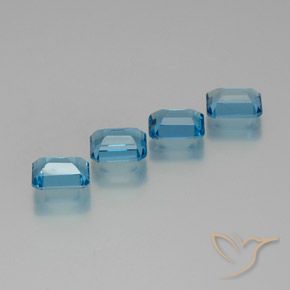 Pedras preciosas de Topázio Azul Suíço natural de 7.76 ct, Corte Octógono / Esmeralda, VS