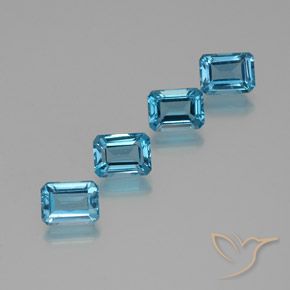 Pedras preciosas de topázio azul natural de 8,24 ct, corte esmeralda, VS