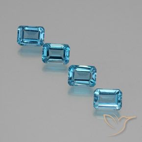 Pedras preciosas de topázio azul natural de 8,24 ct, corte esmeralda, VS