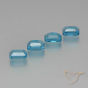 Pedras preciosas de topázio azul natural de 8,24 ct, corte esmeralda, VS