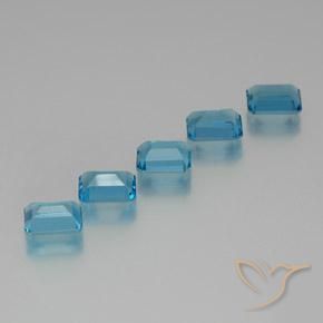 Pedras preciosas de Topázio Azul Suíço natural de 9.86 ct, Corte Octógono / Esmeralda, VS