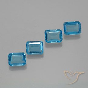 7.31ctw Natural Azul Suíço Topázio, Corte Esmeralda, VS