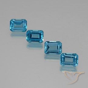 Pedras preciosas de topázio azul natural de 8,56 ct, corte esmeralda, VS