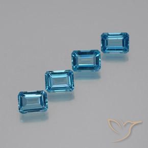 7.27ctw Natural Azul Suíço Topázio, Corte Esmeralda, VS