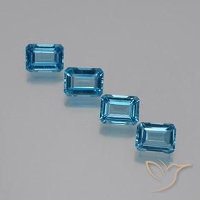 Pedras preciosas de Topázio Azul Suíço natural de 7.27 ct, Corte Octógono / Esmeralda, VS