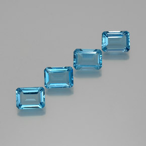 Pedras preciosas de topázio azul natural de 6,99 ct, corte esmeralda, VS