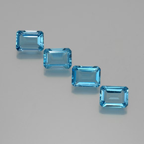 Pedras preciosas de topázio azul natural de 6,99 ct, corte esmeralda, VS