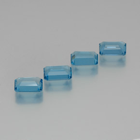 Pedras preciosas de topázio azul natural de 6,99 ct, corte esmeralda, VS