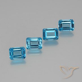 7.34ctw Natural Azul Suíço Topázio, Corte Esmeralda, VVS-VS