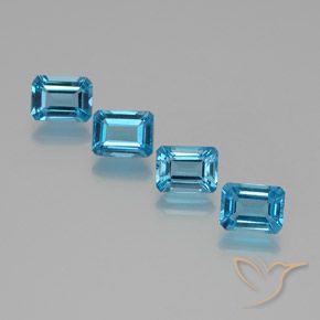 Pedras preciosas de Topázio Azul Suíço natural de 7.34 ct, Corte Octógono / Esmeralda, VVS-VS