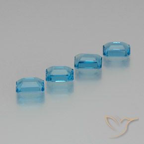 Pedras preciosas de Topázio Azul Suíço natural de 7.34 ct, Corte Octógono / Esmeralda, VVS-VS