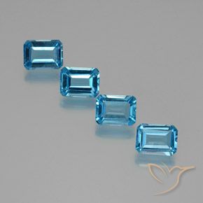 Pedras preciosas de Topázio Azul Suíço natural de 7.71 ct, Corte Octógono / Esmeralda, VS