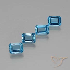 7.46ctw Natural Azul Suíço Topázio, Corte Esmeralda, VS