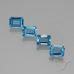 Pedras preciosas de Topázio Azul Suíço natural de 7.46 ct, Corte Octógono / Esmeralda, VS