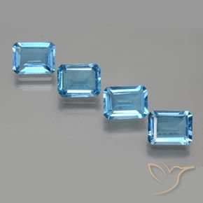 7.18ctw Natural Azul Suíço Topázio, Corte Esmeralda, VS