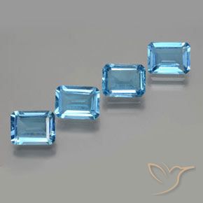 Pedras preciosas de Topázio Azul Suíço natural de 7.18 ct, Corte Octógono / Esmeralda, VS