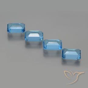 Pedras preciosas de Topázio Azul Suíço natural de 7.18 ct, Corte Octógono / Esmeralda, VS