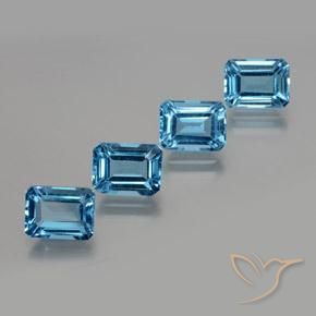 Pedras preciosas de Topázio Azul Suíço natural de 8.43 ct, Corte Octógono / Esmeralda, VS