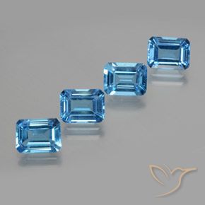 Pedras preciosas de Topázio Azul Suíço natural de 7.79 ct, Corte Octógono / Esmeralda, VS
