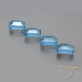 Pedras preciosas de Topázio Azul Suíço natural de 7.79 ct, Corte Octógono / Esmeralda, VS