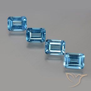 7.65ctw Natural Azul Suíço Topázio, Corte Esmeralda, VS