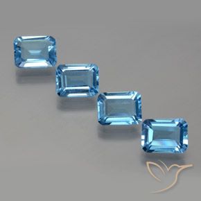 7.75ctw Natural Azul Suíço Topázio, Corte Esmeralda, VVS-VS