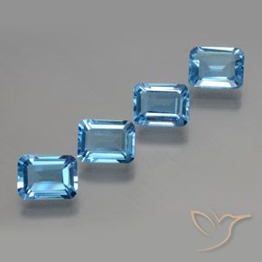 Pedras preciosas de Topázio Azul Suíço natural de 7.75 ct, Corte Octógono / Esmeralda, VVS-VS