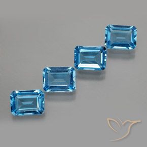 Pedras preciosas de Topázio Azul Suíço natural de 7.23 ct, Corte Octógono / Esmeralda, VS