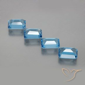 Pedras preciosas de Topázio Azul Suíço natural de 7.23 ct, Corte Octógono / Esmeralda, VS