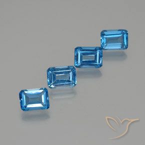 8.02ctw Natural Azul Suíço Topázio, Corte Esmeralda, VS