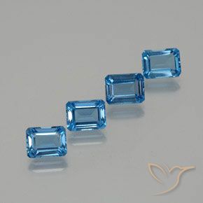 8.13ctw Natural Azul Suíço Topázio, Corte Esmeralda, VS