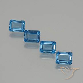 Pedras preciosas de Topázio Azul Suíço natural de 8.13 ct, Corte Octógono / Esmeralda, VS