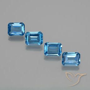 Pedras preciosas de Topázio Azul Suíço natural de 7.49 ct, Corte Octógono / Esmeralda, VS