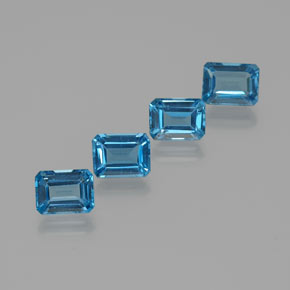 Pedras preciosas de topázio azul natural de 8,16 ct, corte esmeralda, VS