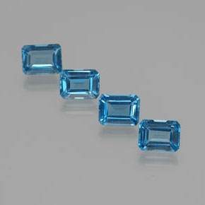 Pedras preciosas de topázio azul natural de 8,16 ct, corte esmeralda, VS