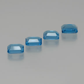 Pedras preciosas de topázio azul natural de 8,16 ct, corte esmeralda, VS