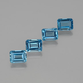 Pedras preciosas de topázio azul natural de 7,89 ct, corte esmeralda, VS