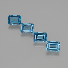 Pedras preciosas de topázio azul natural de 7,89 ct, corte esmeralda, VS