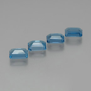 Pedras preciosas de topázio azul natural de 7,89 ct, corte esmeralda, VS
