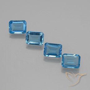 Pedras preciosas de Topázio Azul Suíço natural de 7.32 ct, Corte Octógono / Esmeralda, VS