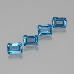 Pedras preciosas de topázio azul natural de 8,64 ct, corte esmeralda, VS