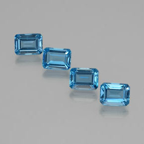 Pedras preciosas de topázio azul natural de 8,64 ct, corte esmeralda, VS