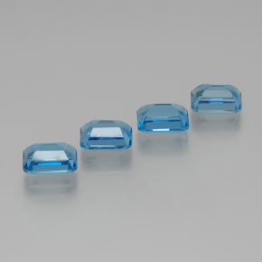 Pedras preciosas de topázio azul natural de 8,64 ct, corte esmeralda, VS